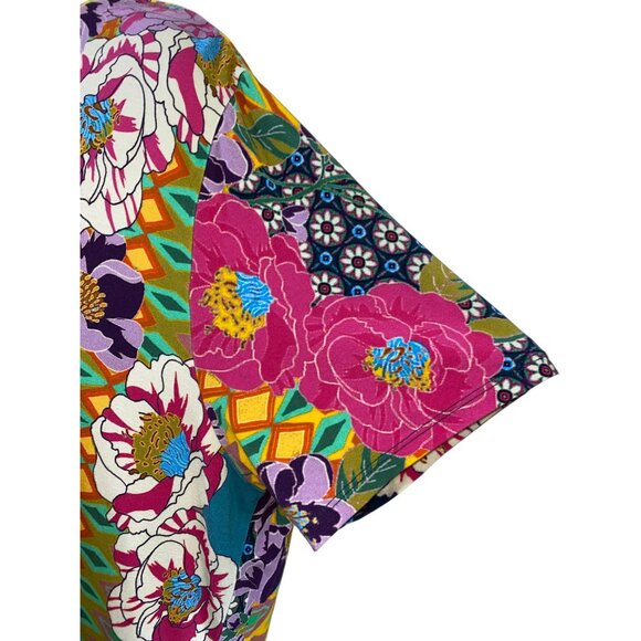 Johnny Was Maggie Crewneck Swing T-Shirt Multicolor Floral Patchwork Print XL - Picture 6 of 9